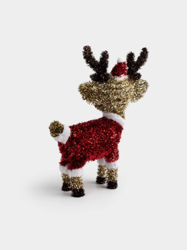 Статуэтка, 34 см, мишура/пластик, золотистая, Олень, Tinsel decor, image-3