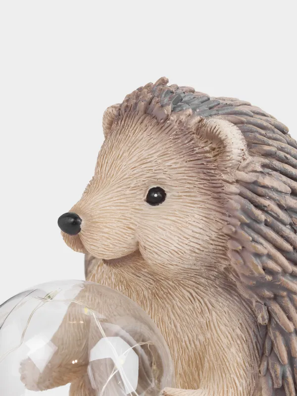 Статуэтка с подсветкой, 13 см, полирезин/стекло, серо-коричневая, Еж, Hedgehog, image-4