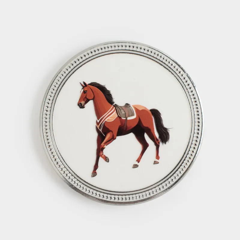 Подставка под кружку, 11 см, круглая, керамика/пробка, серая, Конь, Breton horse