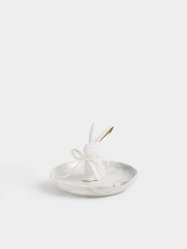Держатель для украшений, 12х9 см, керамика D, молочно-золотистый, Кролик, Rabbit gold, image-0