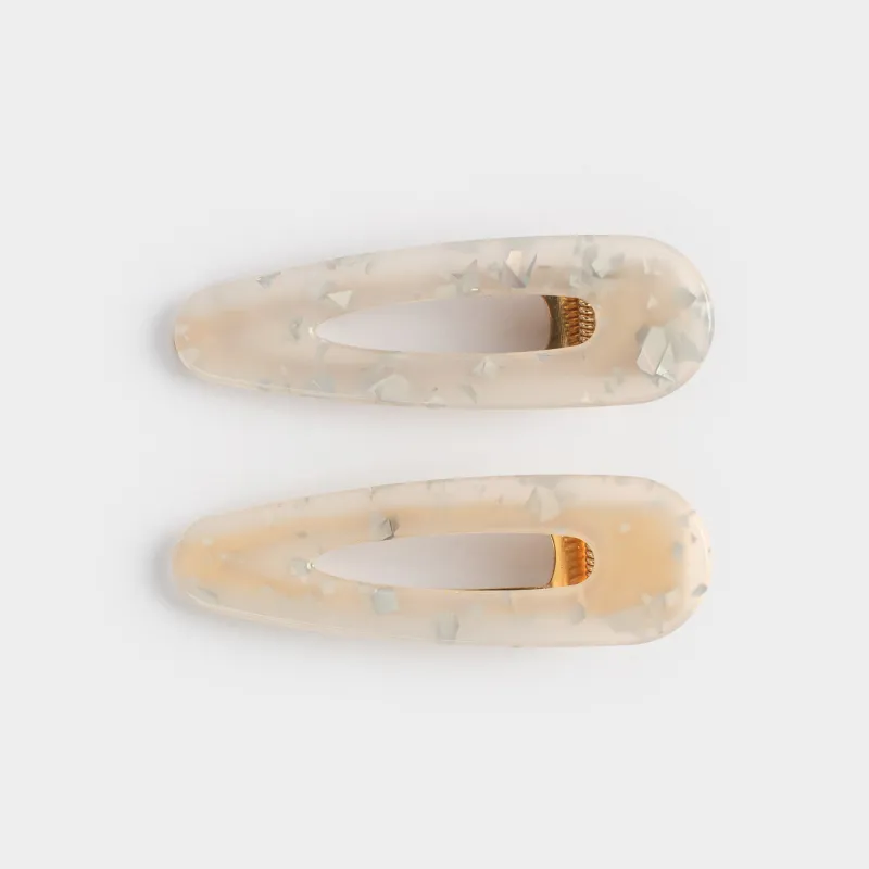 Заколка для волос, 7 см, 2 шт, акрил/металл, перламутр, Гламур, Glam