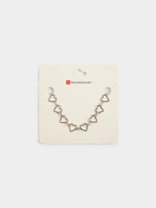 Цепочка, 43 см, металл, серебристая, Сердца, Jewelry heart, image-3