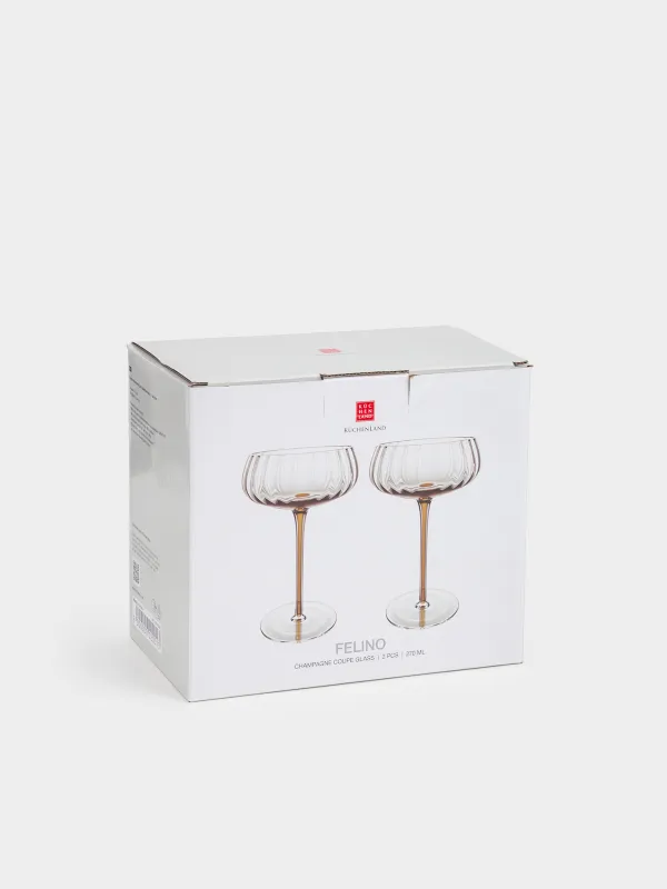 Бокал-креманка для шампанского, 270 мл, 2 шт, стекло, коричневый градиент, Felino, image-4