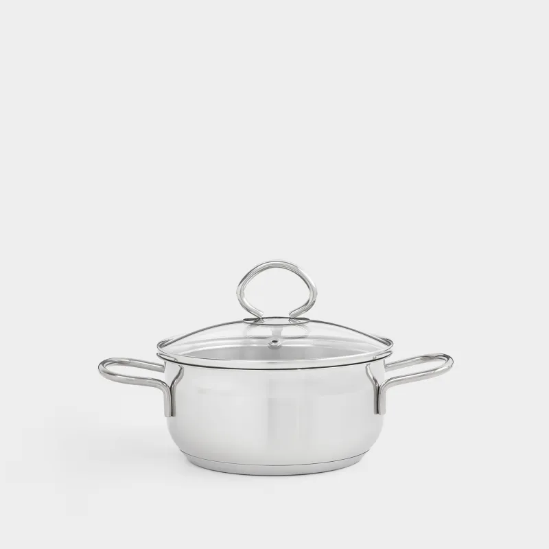 Кастрюля, 16 см, 1,4 л, с крышкой, сталь/стекло, Egoist lite