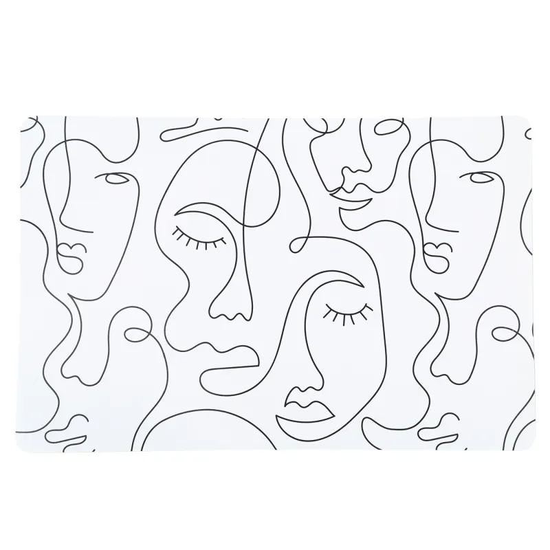 Салфетка под приборы, 28x43 см, 2 шт, пластик, прямоугольная, белая, Лица, Plastic print