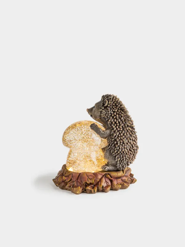 Снежный фонарь, 16 см, с подсветкой, Еж с грибом, Hedgehog, image-3