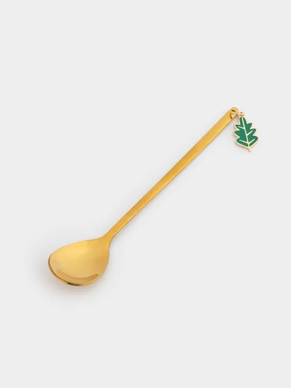 Ложка десертная, 15 см, 2 шт, сталь, золотистая, Гриб/Лист, Forest symphony, image-3