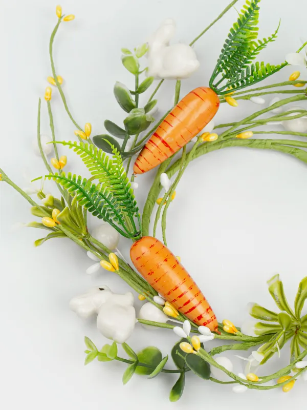 Венок для свечи, 10/20 см, пенопласт/пластик, Кролики и морковка, Natural Easter decor, image-1