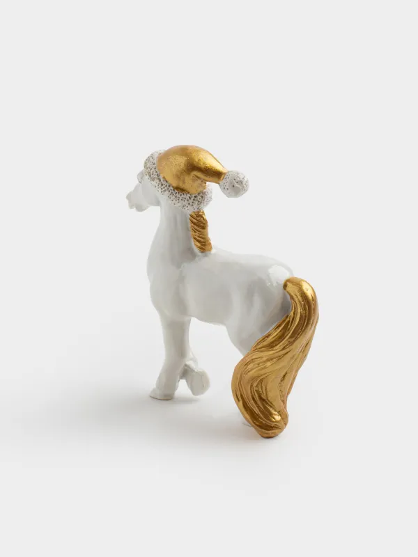 Статуэтка, 8 см, полирезин, золотисто-белая, Лошадь в колпаке, Horse white, image-3
