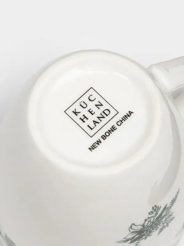 Кружка, 380 мл, 2 шт, фарфор N, бело-зеленая, Зимний букет, Winter lace, image-5