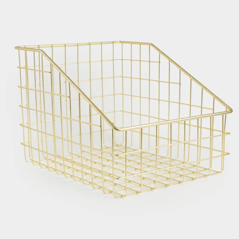 Корзина для хранения, 30х20х23 см, металл, прямоугольная, золотистая, Teca, image-3