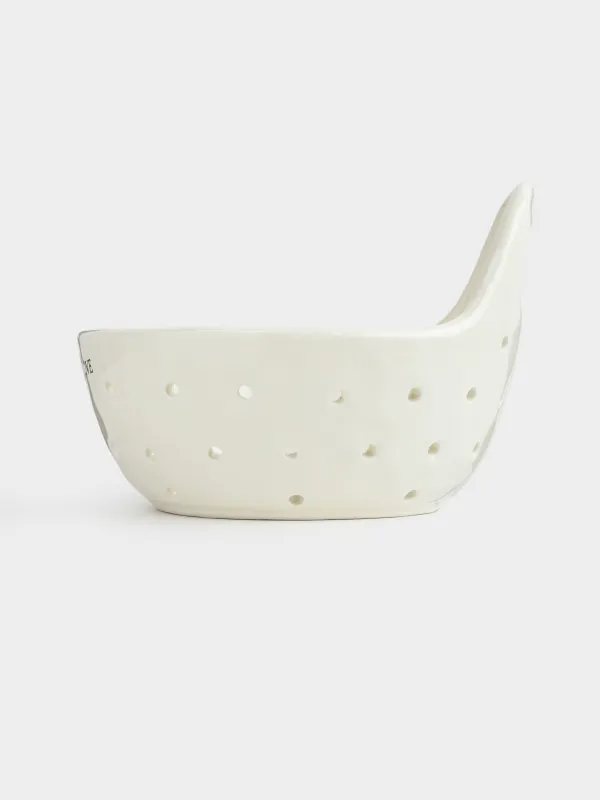 Дуршлаг, 15 см, с ручкой, керамика, молочный, Crumple font, image-3