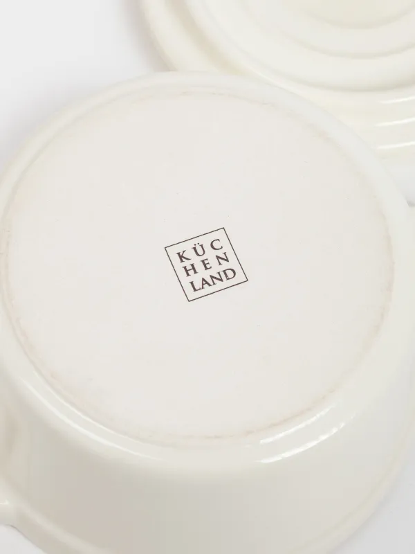 Кокотница, 12 см, 450 мл, с крышкой, фарфор P, молочная, Bright, image-3