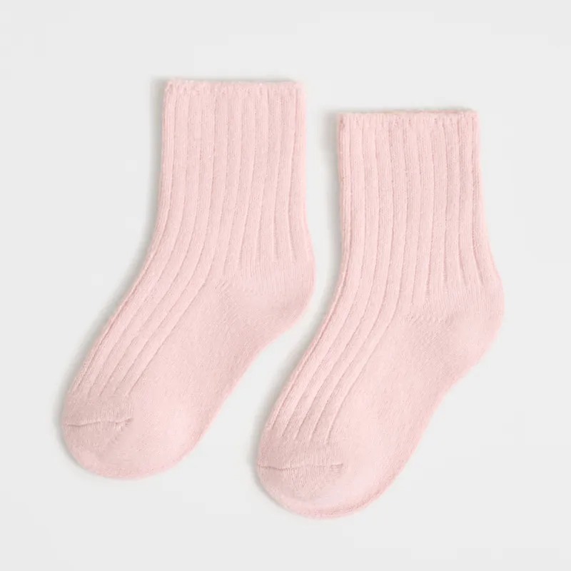 Носки детские, в рубчик, полиэстер/спандекс, розовые, Pleasantly
