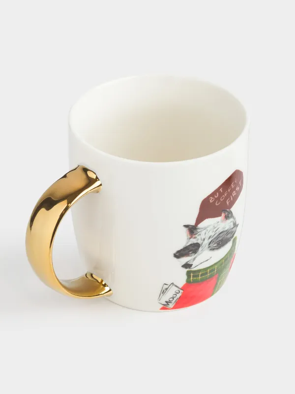 Кружка, 380 мл, Енот и еж, Forest animals, image-1