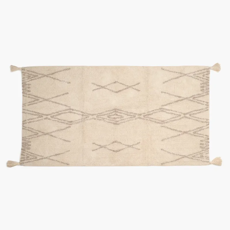 Коврик, 80x150 см, с кисточками, хлопок, песочный, Ромбы, Rhombic