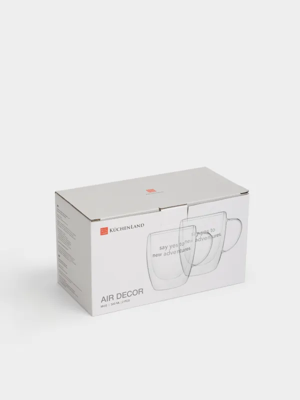 Кружка, 320 мл, 2 шт, стекло Б, Say yes to new adventures, Air decor, image-4