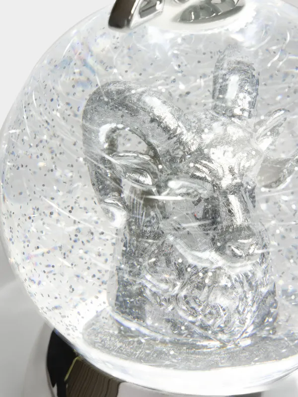Снежный фонарь, 18 см, с подсветкой, Коза в шаре, Silver style, image-2