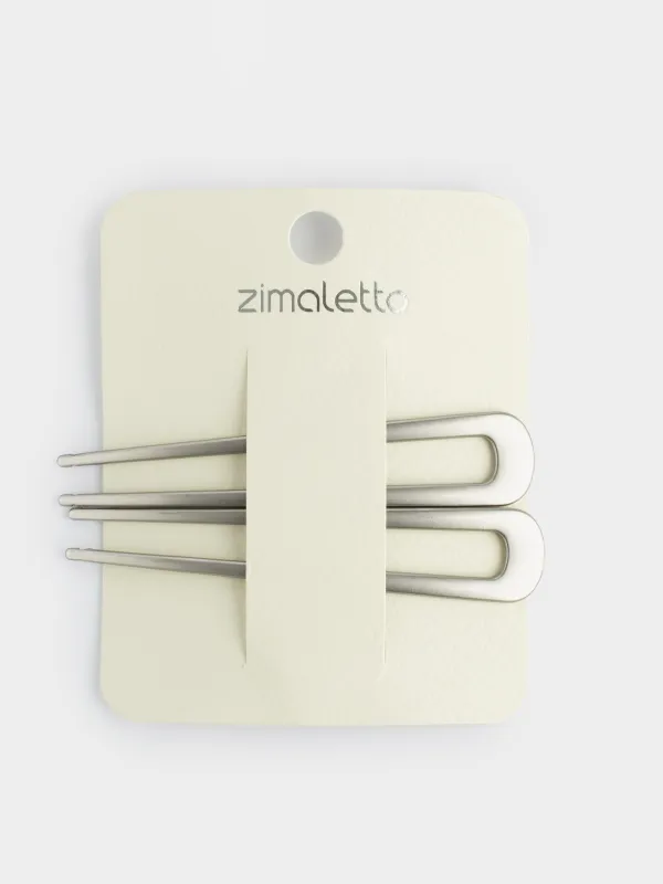 Шпилька для волос, 9 см, 2 шт, металл, серебристая, Hairstyle, image-2