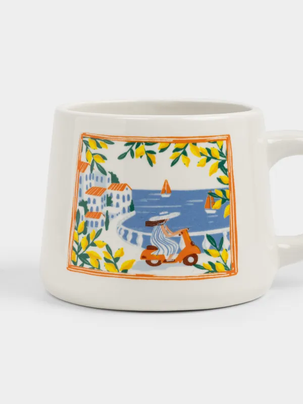 Кружка, 420 мл, керамика D, молочная, Сицилийский пейзаж, Sicily, image-1