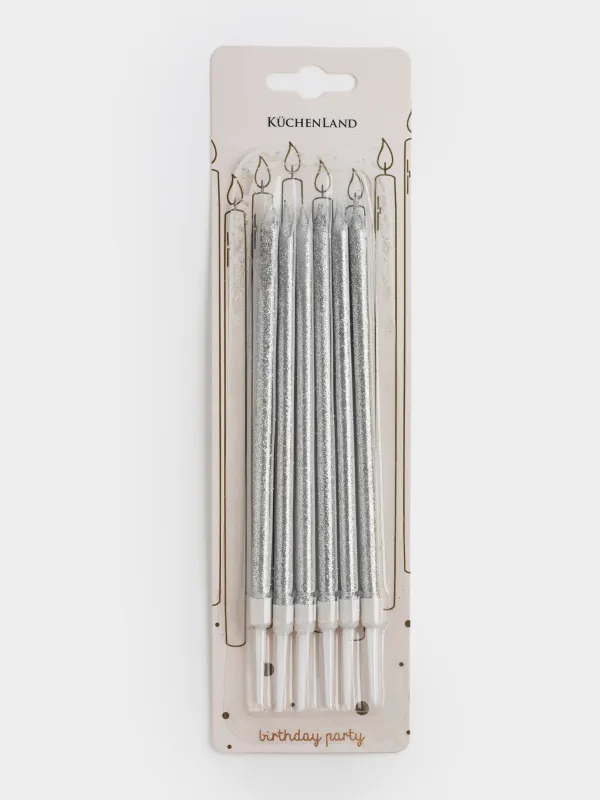 Свеча для торта, 6 шт, тонкая, Birthday party, image-3
