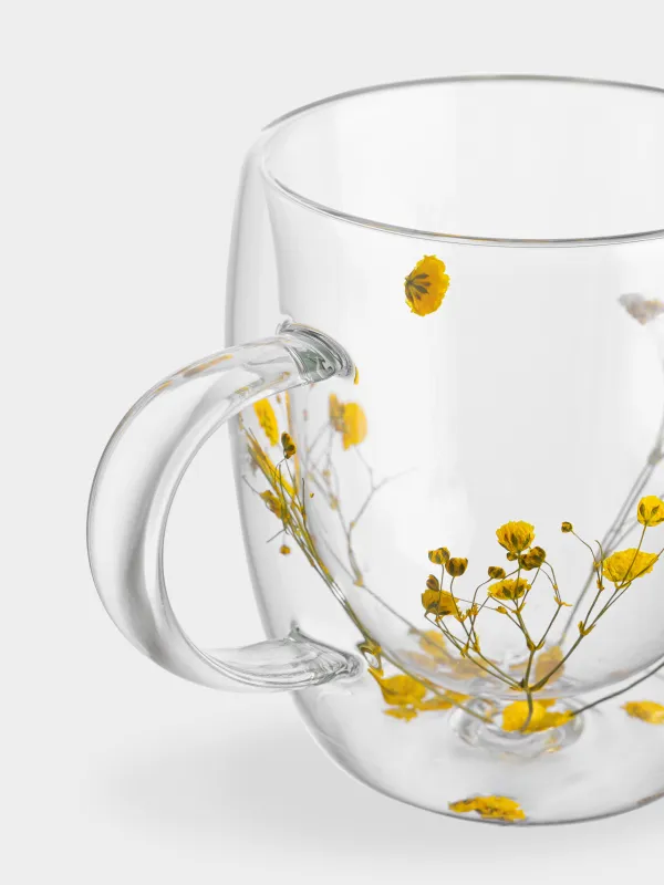 Кружка, 330 мл, стекло Б, с сухоцветами внутри, Цветы, Air decor, image-2