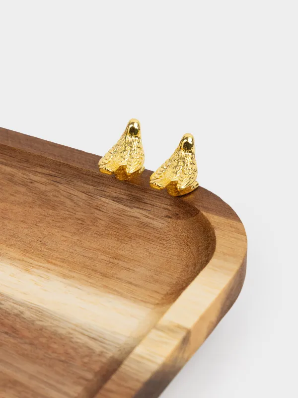 Блюдо декоративное, 33х20 см, дерево/металл, Золотистые птицы, Noble tree, image-3