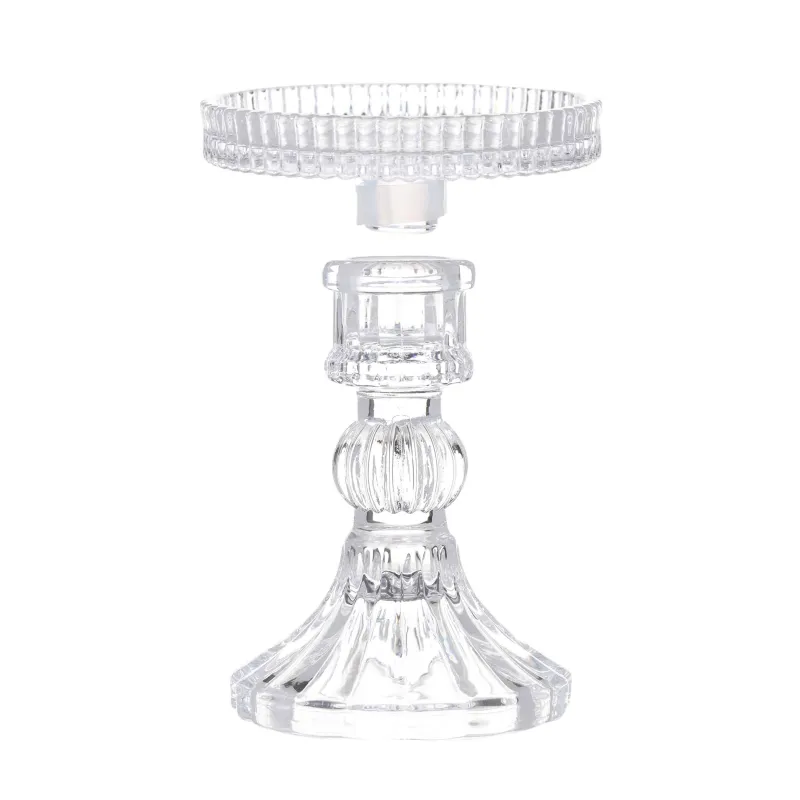 Подсвечник, 12 см, для цилиндрической/тонкой свечи, на ножке, разборный, стекло, Ribby, image-2