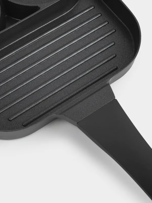 Сковорода-гриль, 18 см, 3 отд, с покрытием, алюминий, квадратная, Action, image-4