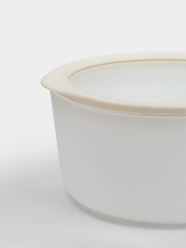 Контейнер, 940 мл, с клапаном, стекло Т/силикон, круглый, молочный, Verre matte, image-2