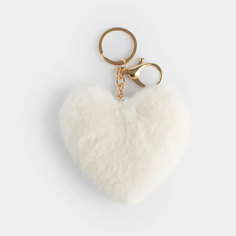Брелок, 13 см, мягкий, полиэстер/металл, молочный, Сердце, Wooly, image-0
