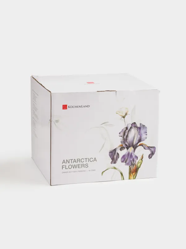 Сервиз обеденный, 6 перс, 19 пр, фарфор F, с серебристым кантом, Ирис, Antarctica Flowers, image-6