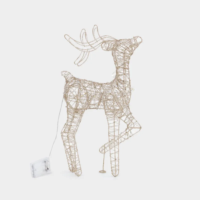 Статуэтка с подсветкой, 51 см, металл, золотистая, Олень с бантом, Deer sparks, image-3