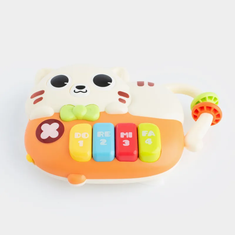 Игрушка развивающая, 12х16 см, музыкальная, пластик, Котик-пианино, Cat, image-1