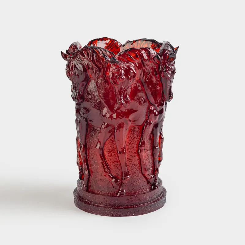 Ваза для цветов, 19 см, полирезин, бордовая, Кони, Horse color