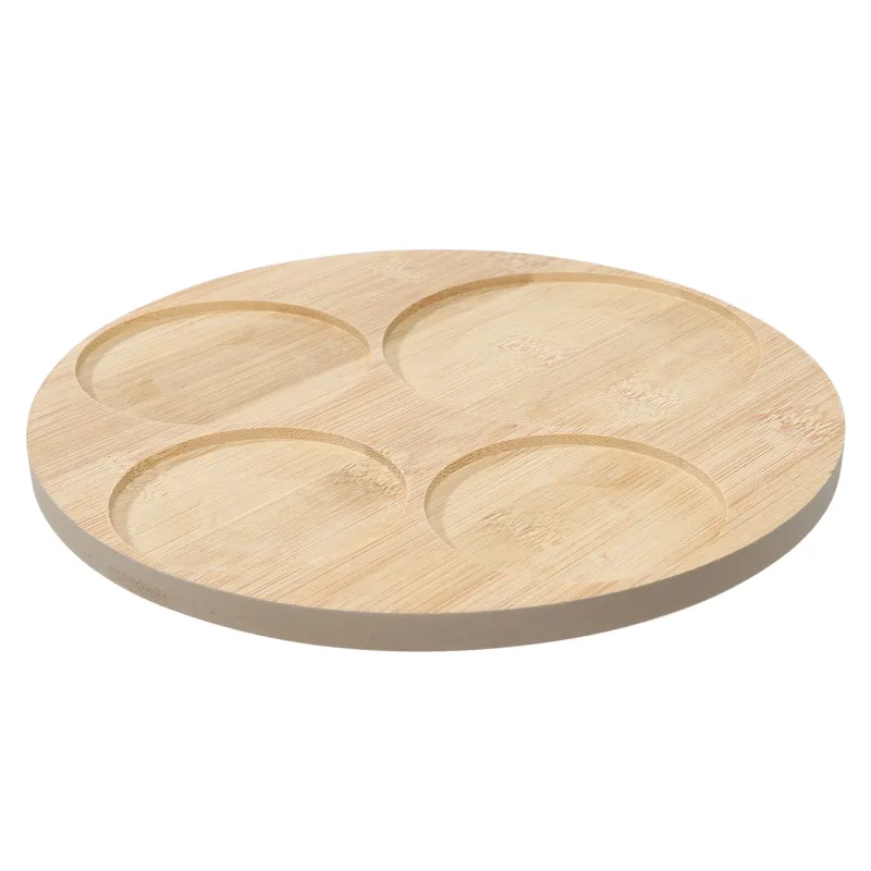 Набор для закусок, 4 пр, на подставке, керамика/бамбук, белый, Круглые пиалы, Bamboo, image-2