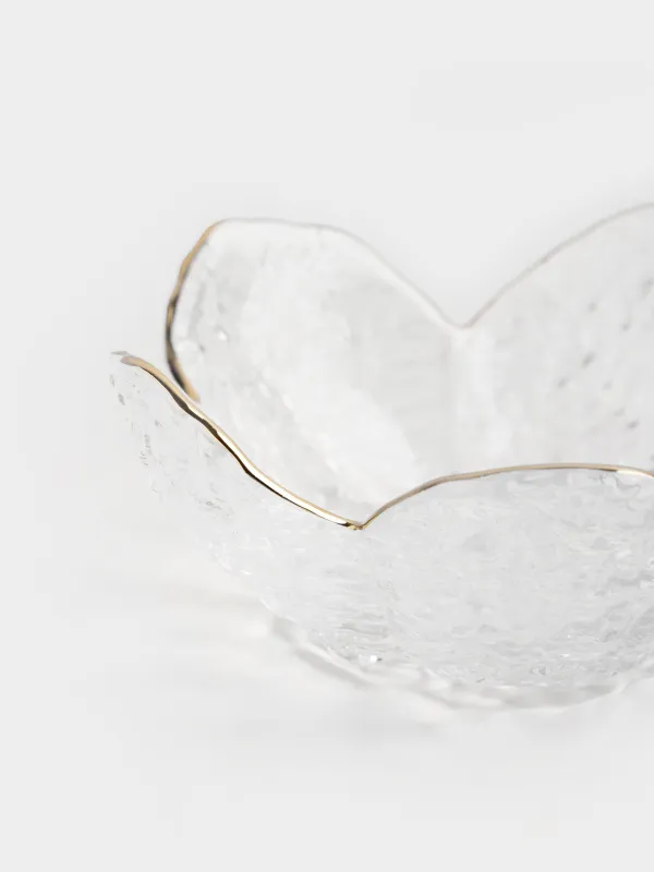 Пиала, 10х4 см, 50 мл, стекло Р, с золотистым кантом, Цветок, Glacial, image-1