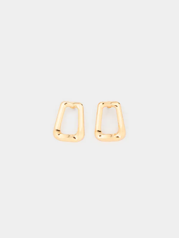 Серьги-пусеты, 3 см, 2 шт, металл, золотистые, Геометрия, Jewelry, image-0