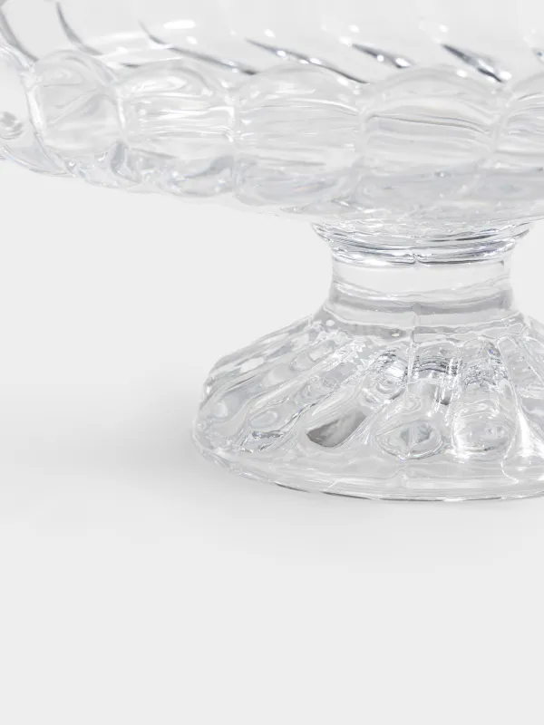 Блюдо на ножке, 15х7см, круглое, стекло, Clear pattern, image-3