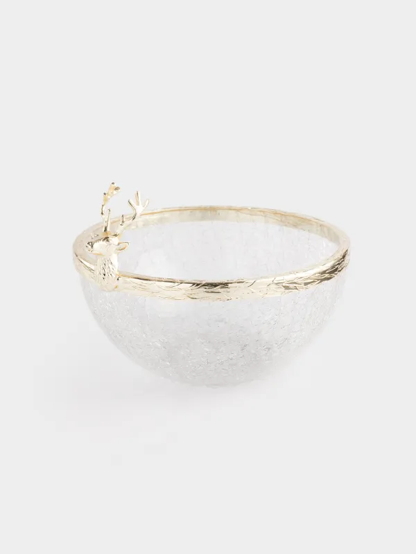 Салатник, 20х16 см, 1,5 л, стекло/металл, золотистый, Олень, Arctic deer, image-1