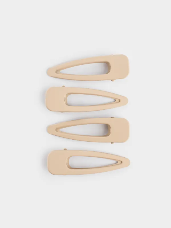 Заколка для волос, 8 см, 4 шт, металл, бежевая, Basic, image-2