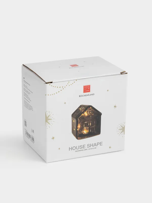 Светильник декоративный, 12х12 см, стекло, коричневый, Дом, House shape, image-5