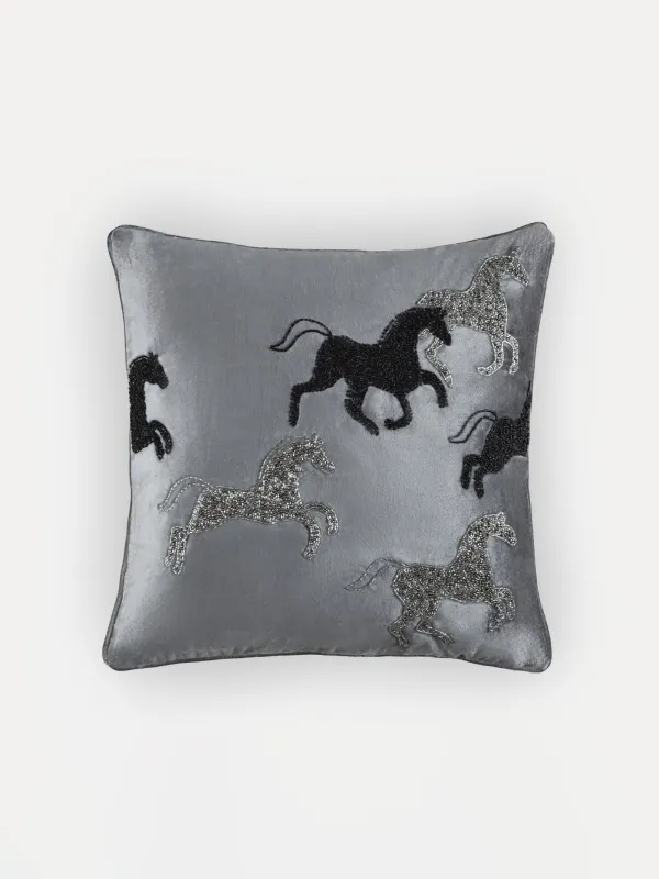 Подушка декоративная, 50х50 см, с бисером, Лошади, Horse, image-0