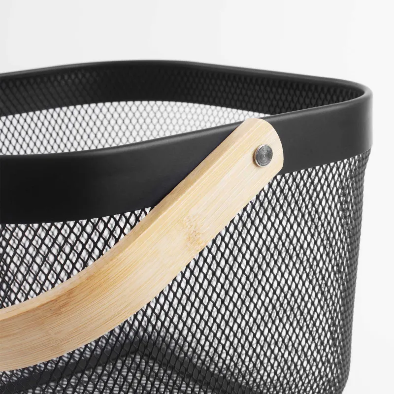 Корзина для хранения, 24х24х18 см, с ручкой, металл/бамбук, квадратная, черная, Gardening, image-6