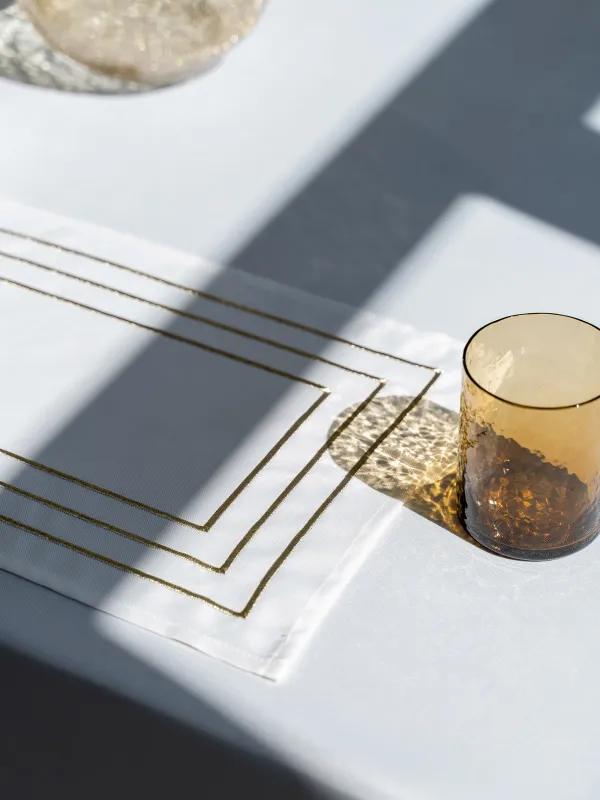 Салфетка под приборы, 30х45 см, 2 шт, полиэстер, прямоугольная, белая, Линии, Trim gold, image-2