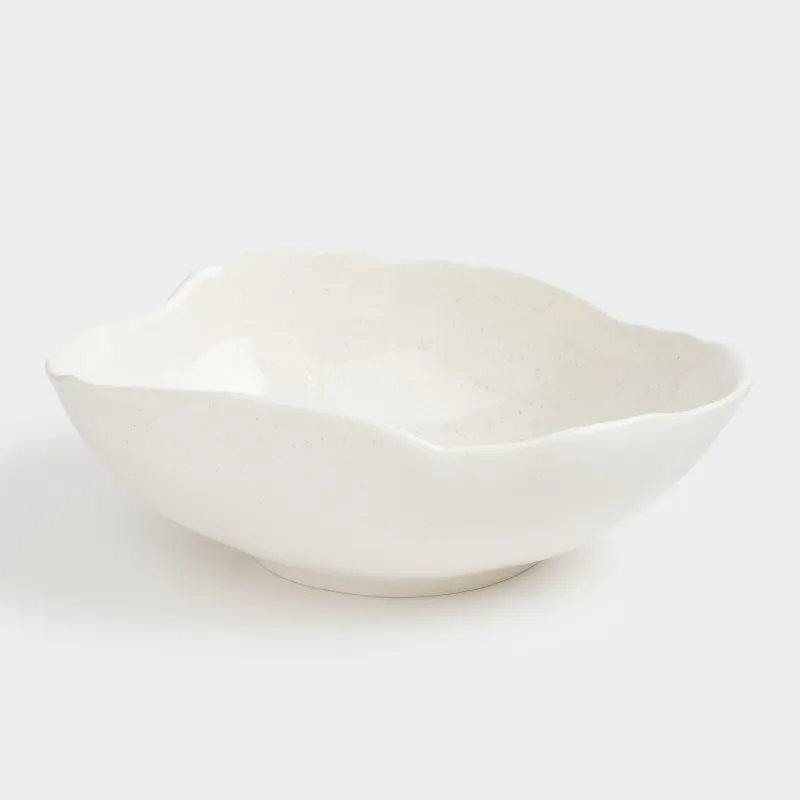 Ваза для фруктов, 27х9 см, керамика, молочная, в крапинку, Неровный край, Delicia, image-1