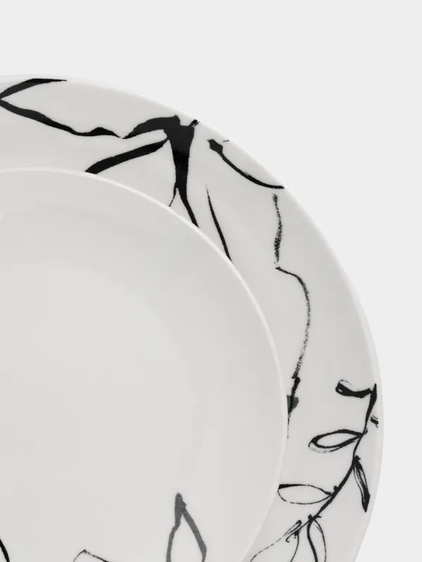 Сервиз обеденный, 6 перс, 18 пр, фарфор P, белый, Силуэтные цветы, Silhouette flowers, image-4