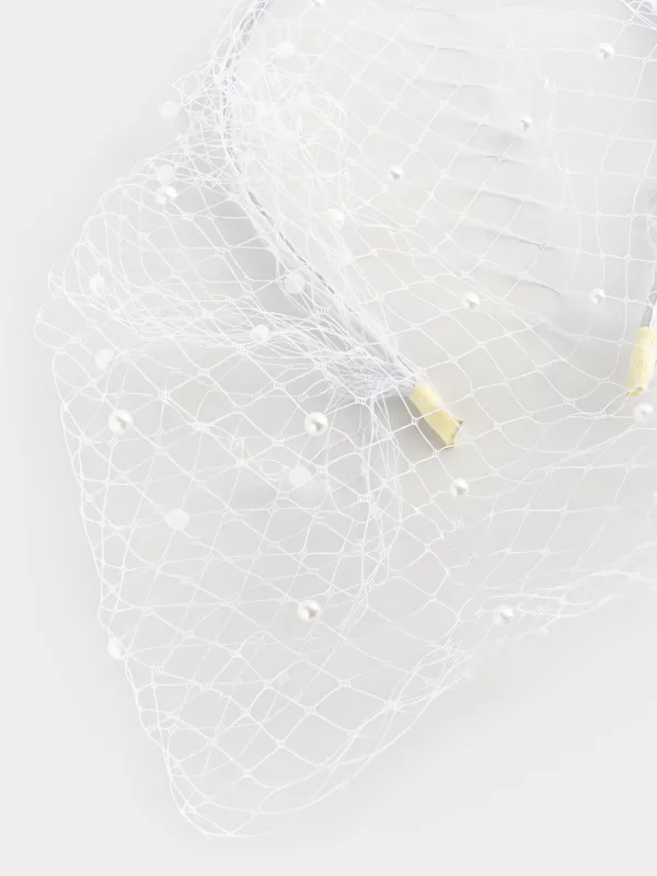 Ободок карнавальный, 14х15 см, металл/полиэстер, белый, Жемчужная вуаль, Hairstyle, image-1