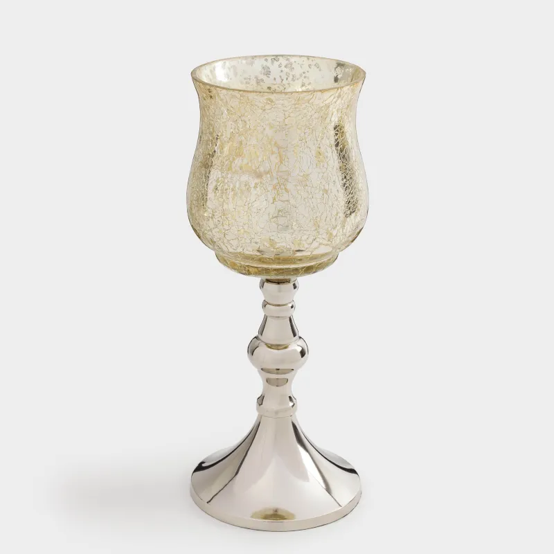 Подсвечник, 23 см, для чайной свечи, на ножке, стекло/металл, шампань, Fantastic, image-5