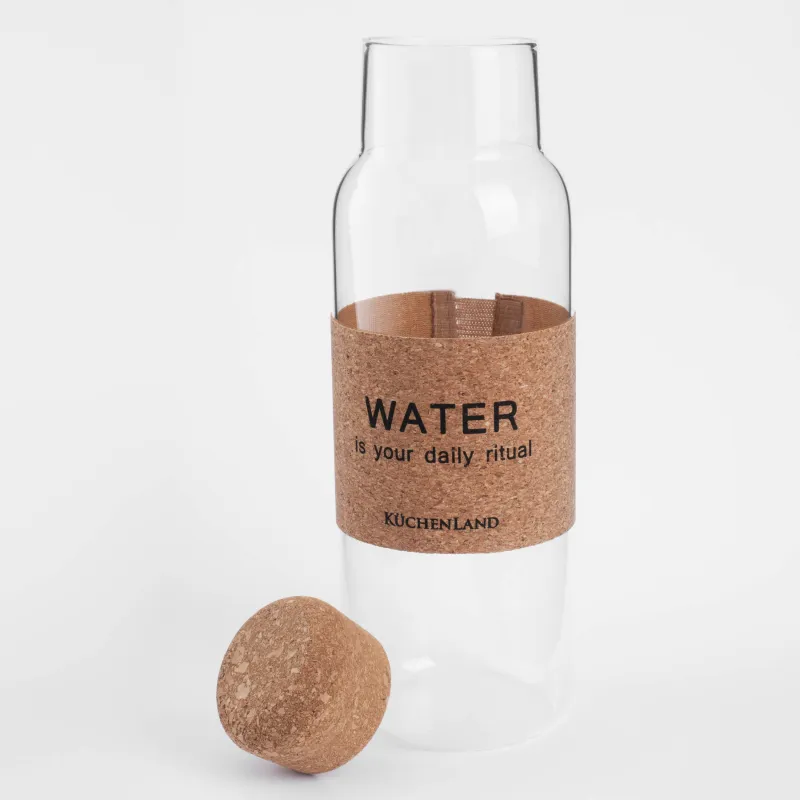 Бутылка для напитков, 1,25 л, с зарфом, стекло Б/пробка, Clear font, image-2